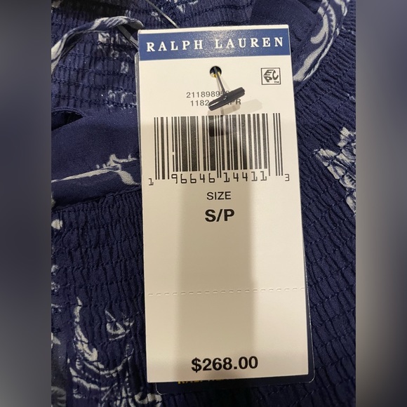Ralph Lauren Top Womens Small Petite Navy Multicolor Paisley Floral Blouse $268 - Picture 10 of 10